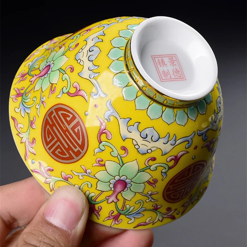 Цветная эмалированная фарфоровая чашка gaiwan китайская керамическая чаша для