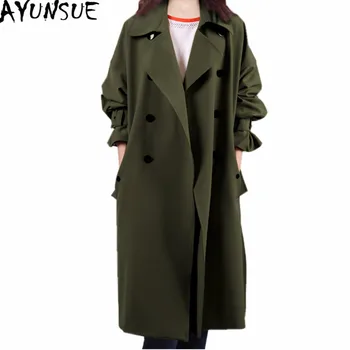 

AYUNSUE 2020 Women's Spring Coat European Style Tunique Longue Coats Windbreaker For Women Trench Coat Para As Mulheres WXF115