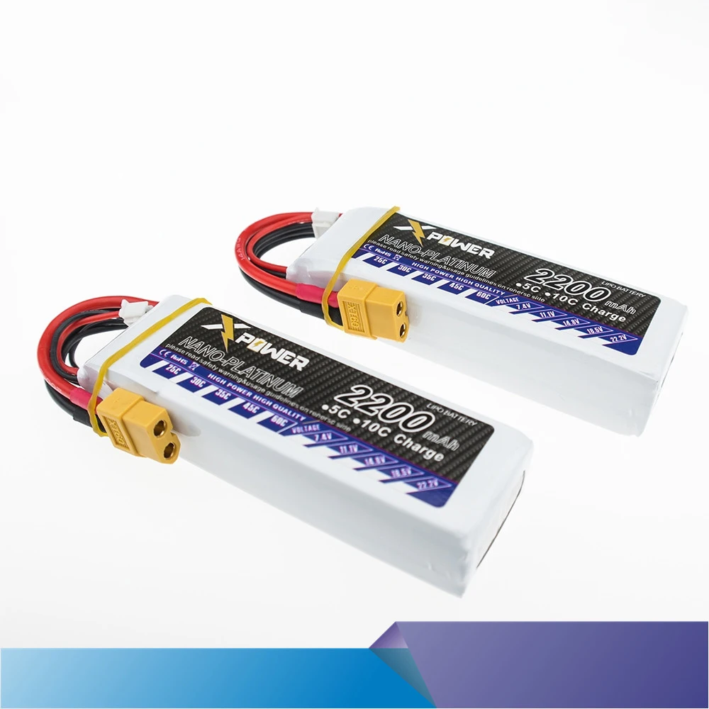 

2pcs XT60 T plug 2200Mah 11.1V 3S 30C Max 35c Li-po Battery For RC Helicopter Qudcopter Drone Truck Car Boat CX-20