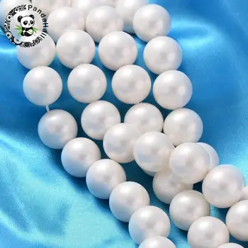 

Polished Shell Pearl Round Beads Strands, Nice for Mother's Day Necklace Making, Grade A, Dyed, White, 16mm, Hole: 0.8mm; about