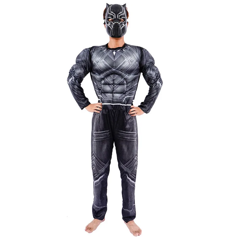 Adult Muscle Black Panther Cosplay Costume Boys and Father Family Matching Halloween Christmas Birthday Gift Black Panther Set