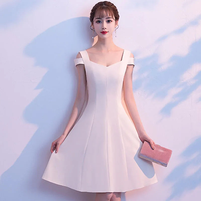 

White Dresses Cocktail Short Off The Shoulder Women Vestido De Noche Elegante Sexy Formal Party Pleated Gown Abendkleider