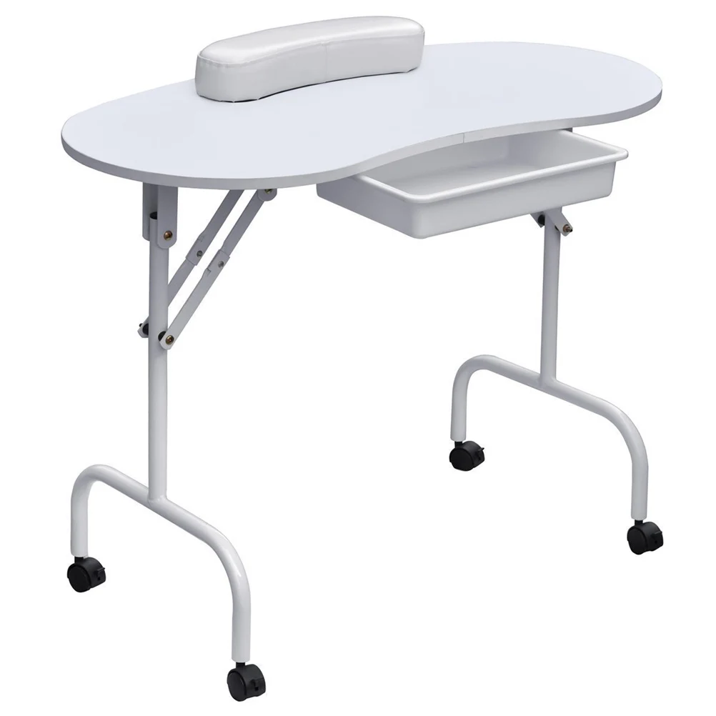 

Foldable Easy Caryy Manicure Table with Slide-out Draw Wrist Pad and Carrying Case(White) D5