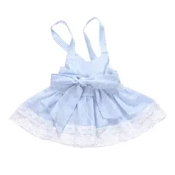 Летнее платье для маленьких девочек милые синие полосатые платья принцессы для девочек платье с бантом 0-24 Мон