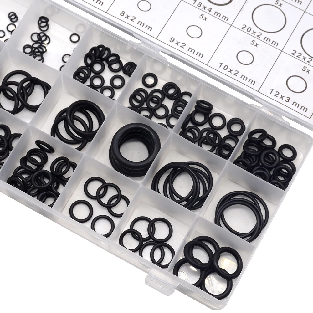 Protecting Wires 18 Sizes Leascrew 225Pcs O-Ring Kit Rubber Washers Gasket Seals Assortment Set for Plumbing Automotive Plugs and Cables with Plastic Box 