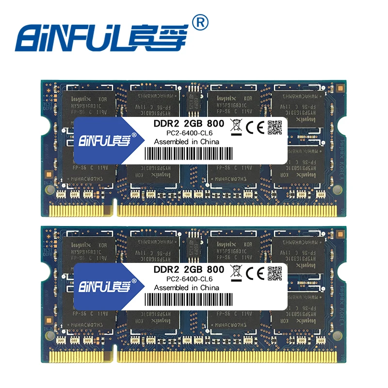 Binful DDR2 4GB (2pcsX2GB) 800mhz PC2-6400 Dual channel for laptop Notebook Memory memoria Ram