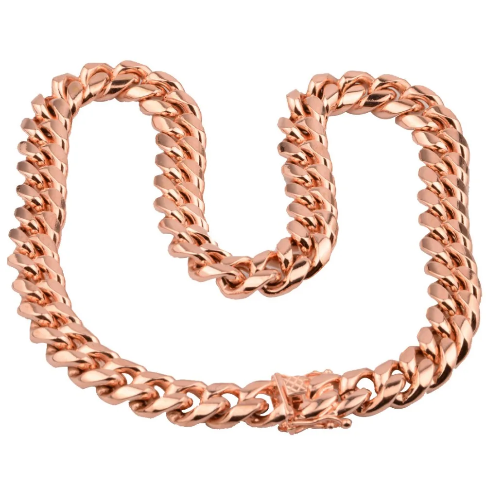 

Granny Chic Miami Cuban Chains For Men Charm New Jewelry Wholesale Rose Gold 15mm Stainless Steel Long Big Chunky Necklace Gift