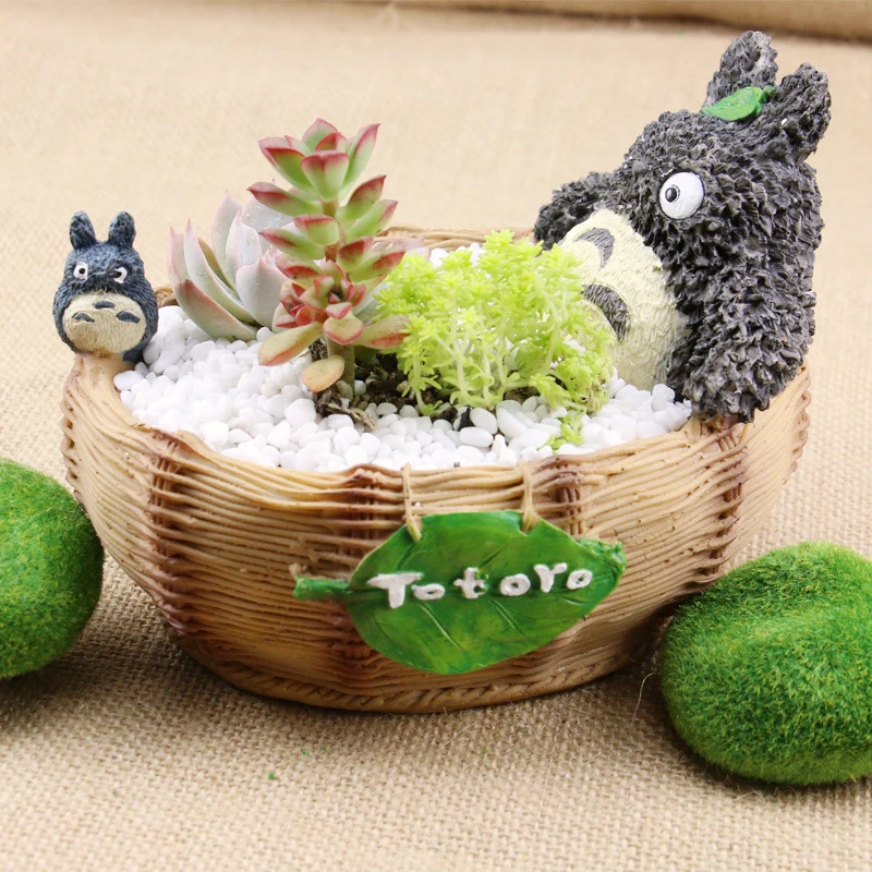 Kopen 7 stijl Cartoon Leuke totoro bloempot boerderij decor Hars Creatieve Ambachten bloembakken Home office tuin vetplant pot