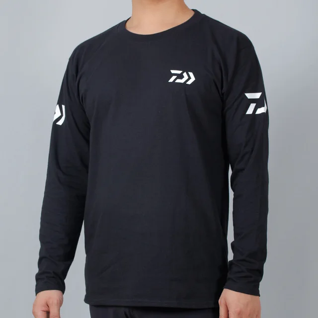 Daiwa Autumn Winter Outdoor Sport Fishing Clothing T-shirt Bottoming Shirt Long Sleeve Fishing T-shirt Camping Climbing Clothes - Цвет: Black-white