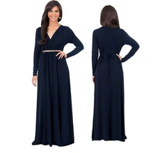 2016 Hot Sexy Frauen Abendgesellschaft Kleid Solide Langen Ärmeln Lose Herbst V-ausschnitt Reich Kleid mit Schärpen 6 Farben