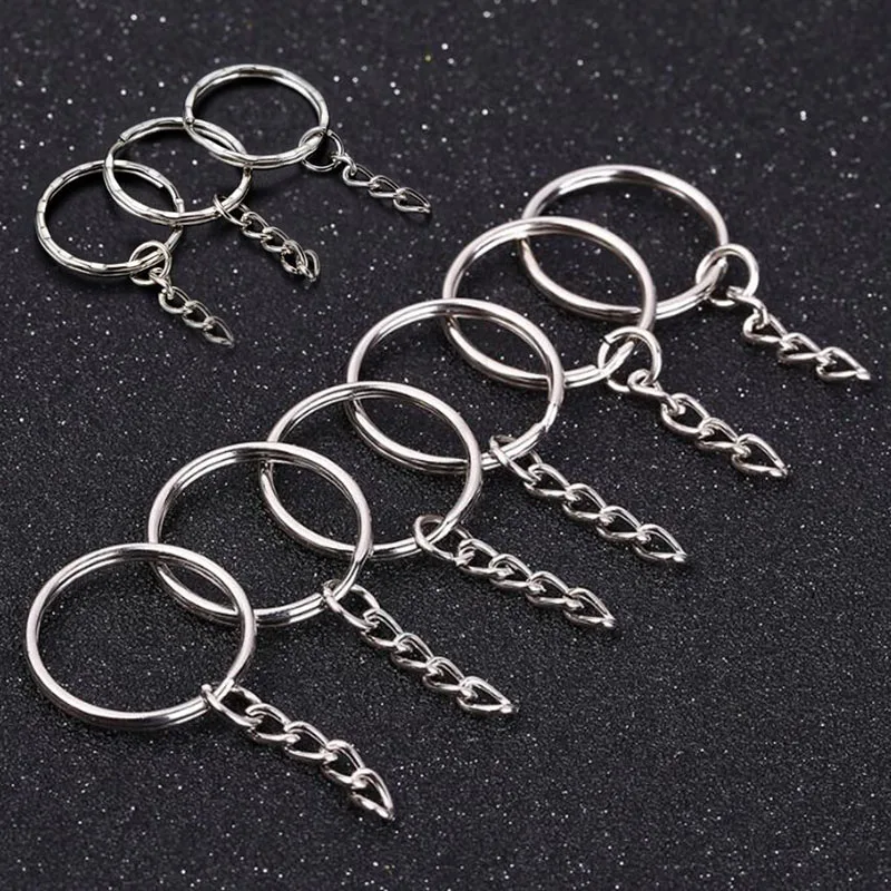 

THLIVEOU 10pcs/pack 2style Men's Keychain 25mm Key Holder Iron Alloy Keyring Rhodium Plated Key Chain Accessories for Women