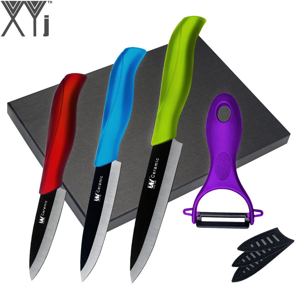XYj 5 Piece Set Kitchen Knife Gift Box + Sharp Peeler + 3" Paring 4