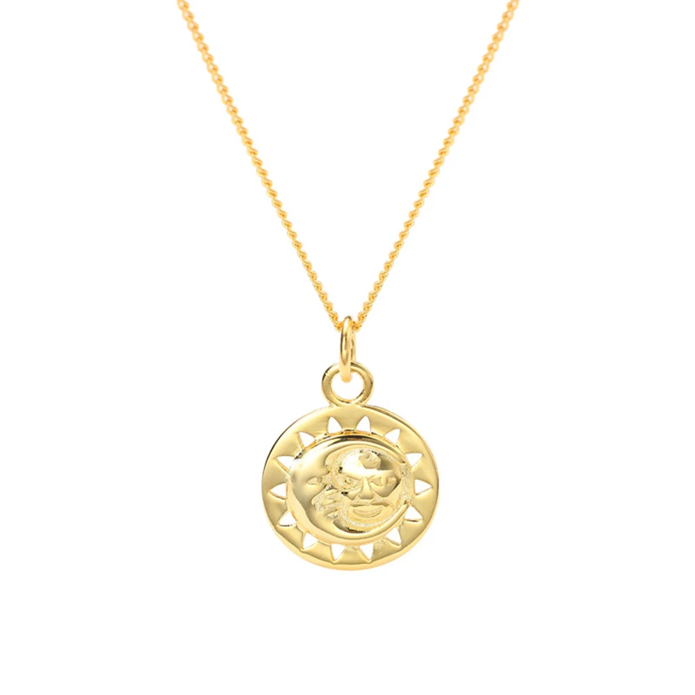 

Women 925 Sterling Silver Creative Funny Sunshine Double Sun Necklace Lucky Cosmic Planet Moon Pendant Neckalace Birthday Gift