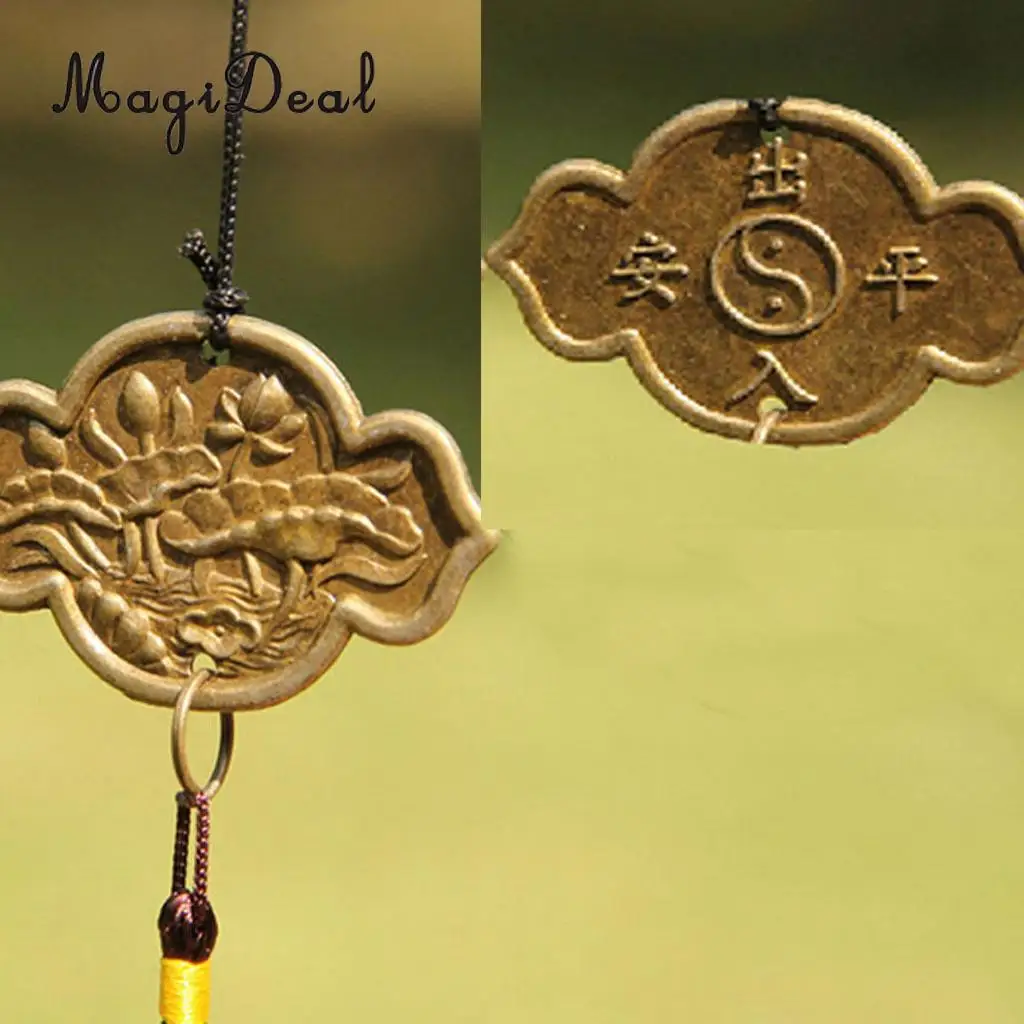 MagiDeal Chinese Fish Lotus Pond Metal Bell Lucky Feng Shui Hanging Charm Wind Chime Craft Home Car Hanging Decor