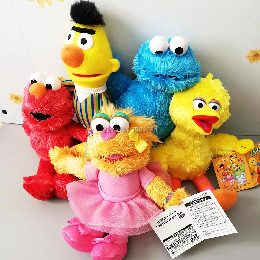 

Free Shipping EMS 100/Lot 5 Styles 24CM Sesame Street Elmo Cookie Monster Big Bird Bert Ballerina Zoe Plush Doll Figure