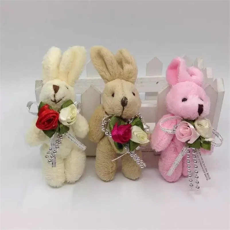 100 шт./лот 8 см мини плюшевый шарнир кролика подвеска сделай сам|lot plush|jointed rabbits |