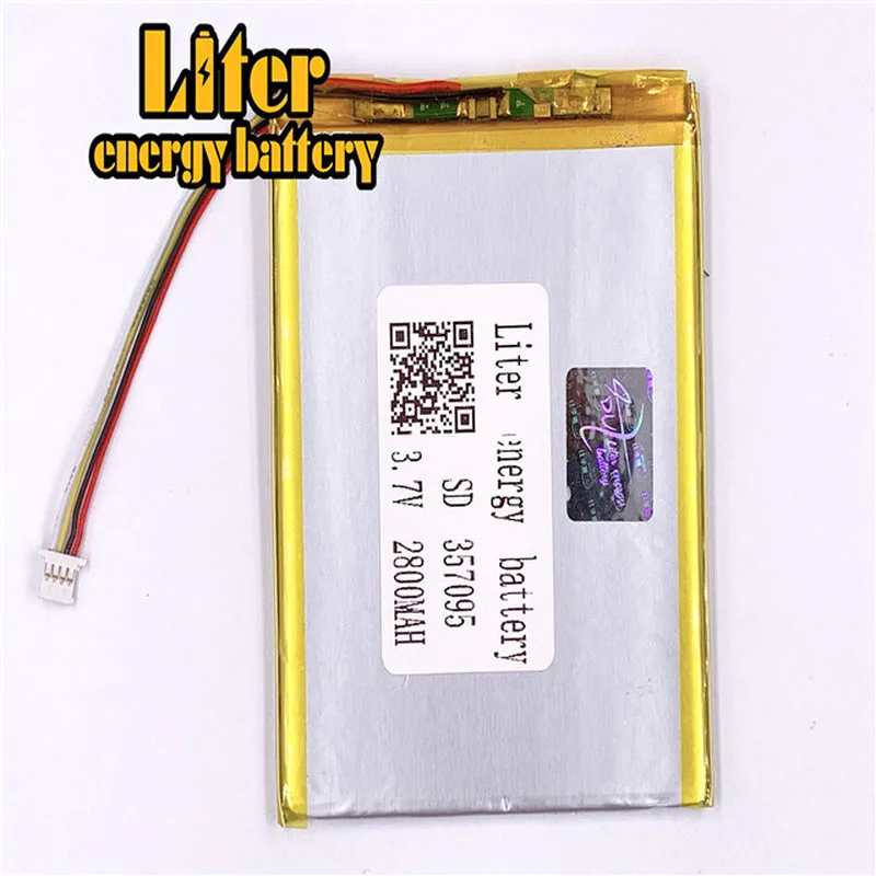 plug 1.0-4P 357095 2800mah 3.7V flat rechargeable pure 3.7v lipo battery lithium for mosquito lamp Tablet PC Battery