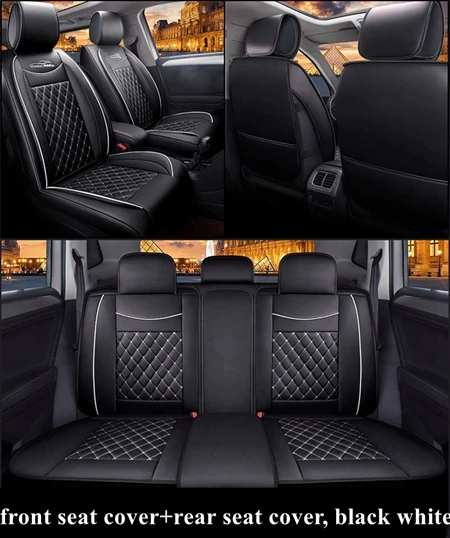 Передняя+ задняя крышка сиденья автомобиля для Nissan Qashqai Kicks Navara D22 Juke X-trail Leaf Tiida Versa Patrol LIVINA NP300 Sentra muano - Название цвета: Black white standard