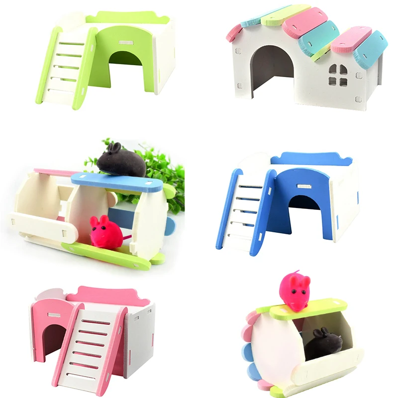 

Hamster Nest House Wooden Self Assembly Hamster Toy Roller nest ecological board house Swing toy Small Pet Tunnel