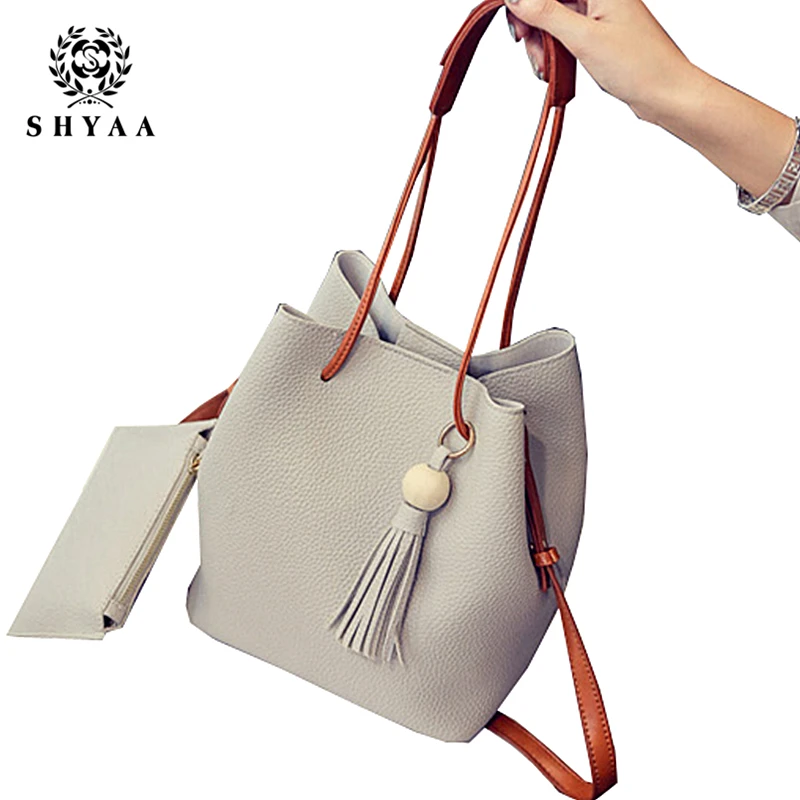  SHYAA 2017 New Bucket Women Bag Female Bun Mother Bag Fall Fashion Shoulder Bag Handbag New Tassel Women Messenger Bags 