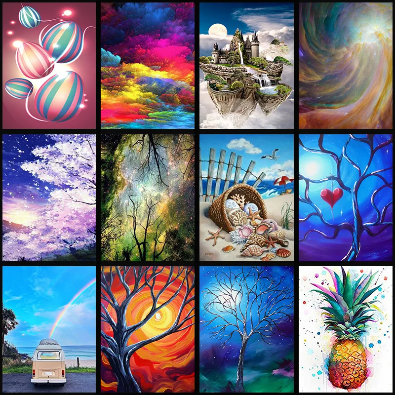 

full Diamond EmbroideryRound Diamond Landscape flowing water Full 5D Diamond painting cross stitch