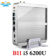 Intel Core i5 6200U Win10 Мини-ПК безвентиляторный настольных ПК 4 К HTPC Intel HD Графика 520 HTPC ТВ коробка