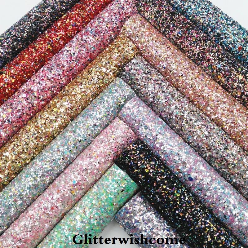 

Glitterwishcome 21X29CM A4 Size Synthetic Leather, Chunky Glitter Leather, Vinyl Fabric for Bows, GM032A