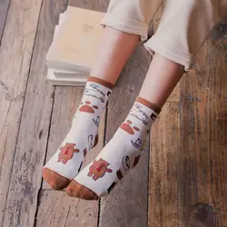 Японские модные креативные носки Harajuku Sokken с забавным принтом для женщин повседневные носки с рисунками милых молочных панд