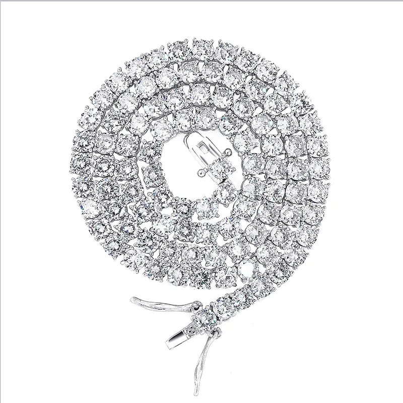 Новое серебро 925 пробы 4 мм и 6 мм мужское ожерелье Bling AAA CZ Iced Out ювелирные изделия в стиле хип-хоп звено теннисная цепочка для подарка ювелирные изделия - Цвет камня: Silver