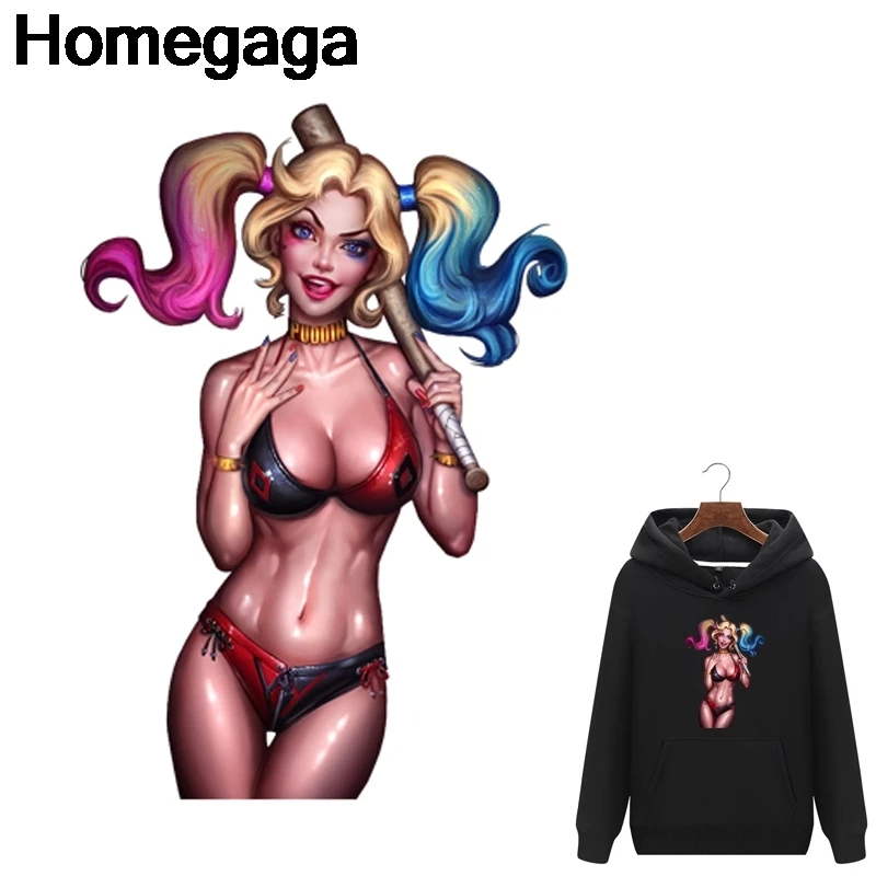 

10pcs/lot Homegaga Suicide Squad Harleen Quinzel heat press stickers iron on patches DIY Handmade t shirt thermal transfer D2149