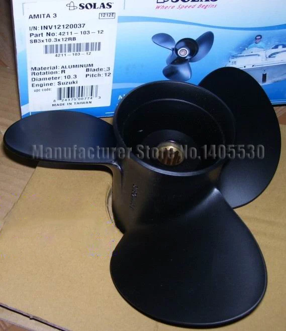 

Free Shipping Quality Outboard Propeller For Suzuki 2 stroke20-30hp outboard motor parts propeller Model No.10-1/4*12 (10.3)