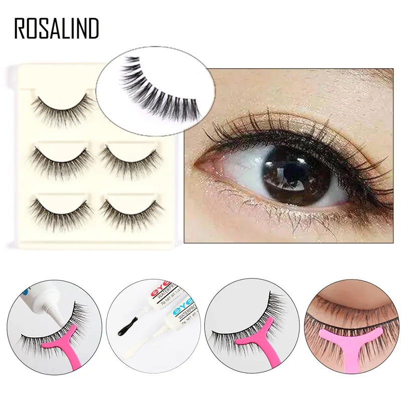 

ROSALIND 3 pairs False Eyelashes Mink eyelashes Strip 3D Mink Lashes Lashes Thick HandMade Mink Lashes makeup False Eyelashes