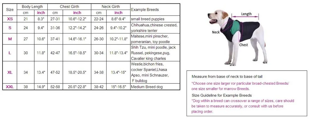 Dog Clothes Size