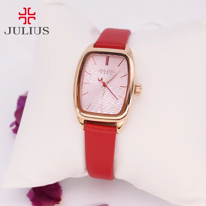 Lady Women's Watch Japan Quartz Hours Fashion Wave-like Clock Leather Bracelet Modern Classic Girl Birthday Gift Julius Box