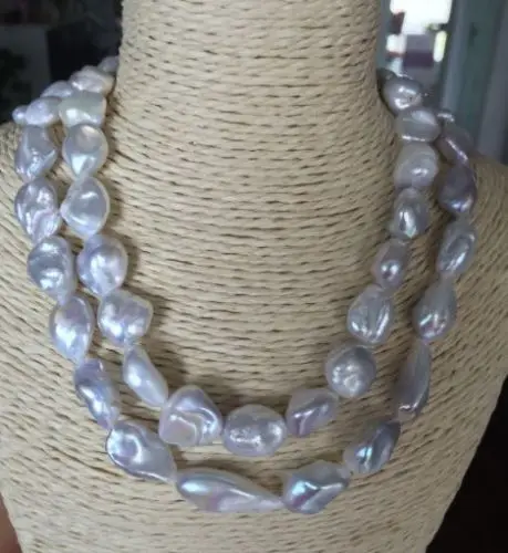 

new nelegant south sea 11-12mm south sea silver grey pearl necklace 38"