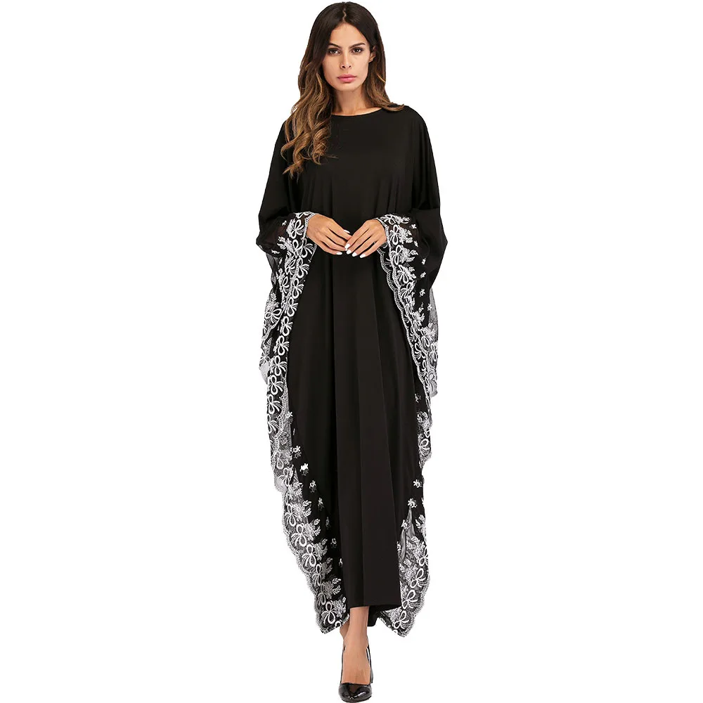 ZOGAA Batwing sleeves embroidered dress Muslim robe large size women