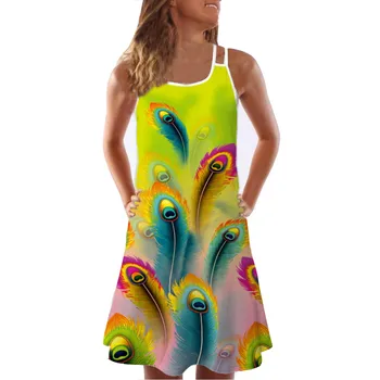 

Women Summer Vintage Sleeveless 3d Floral Print Bohe Tank Short Mini Dress Sundress Clothes 2020 Платья Женские