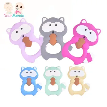 

Baby Teethers Cartoon Cute Squirrel Toy BPA Animal Infant DIY Ring Teether Toddler Silicone Chew Charms Kids Teething Toys