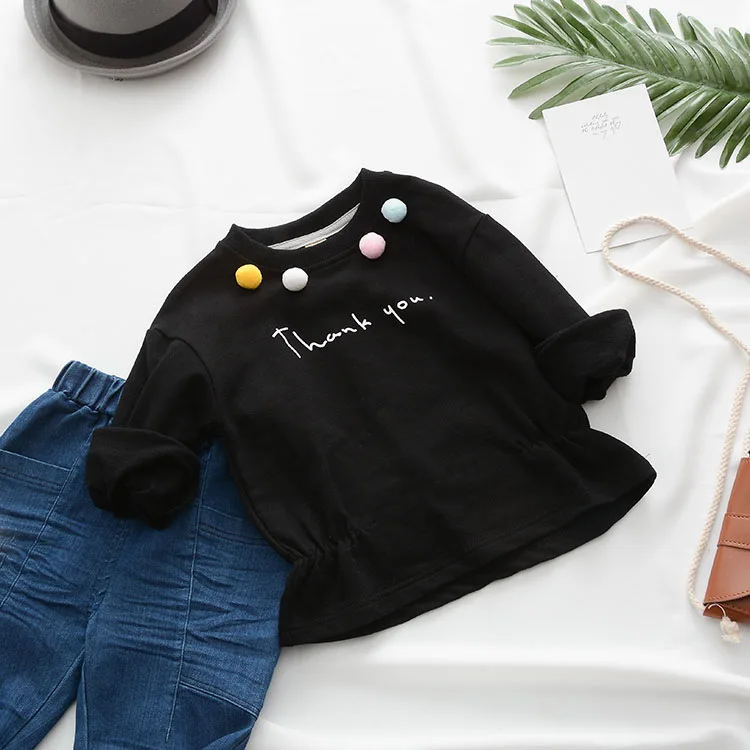Children Sweatshirt Autumn Girls Shirt Long Sleeve T-shirt For Girls Fashion Colorful Pompoms Kids Clothes Brands Baby Girl Tops (7)