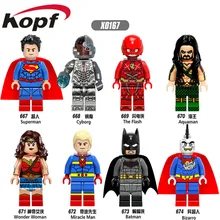 Single Sale Super Heroes Superman Wonder Woman Aquaman Cyborg Batman Bricks Action Building Blocks Best Children