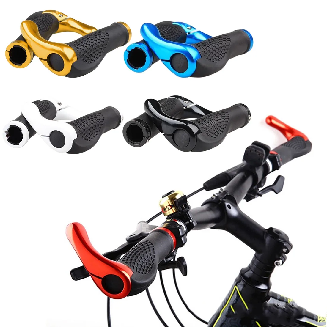 Bike Grips Rubber Mountain Bicycle MTB Handlebar Ergonomic Cycling Lock On TPR