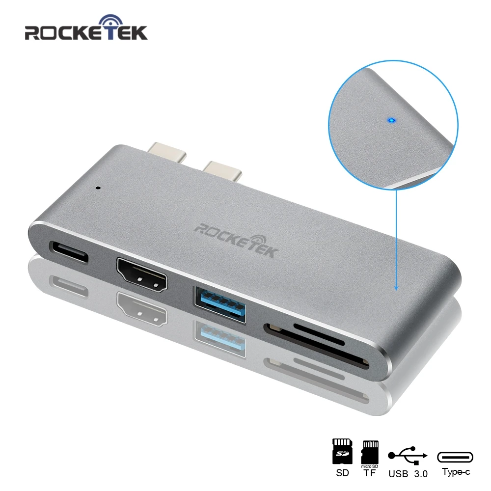 

Rocketek usb type c 3.0 hub port HDMI 4K adapter splitter with SD/TF Card Reader for MacBook pro pc laptop accessories
