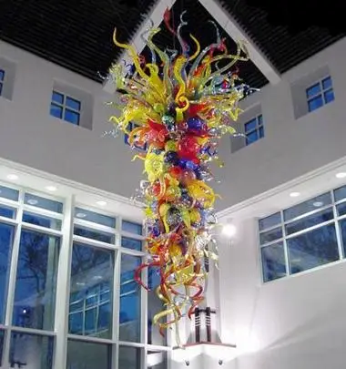 

Hot Sale Large Glass Hanging Chandelier Light Chihully Style Big Multi Color Glass Long Chandelier