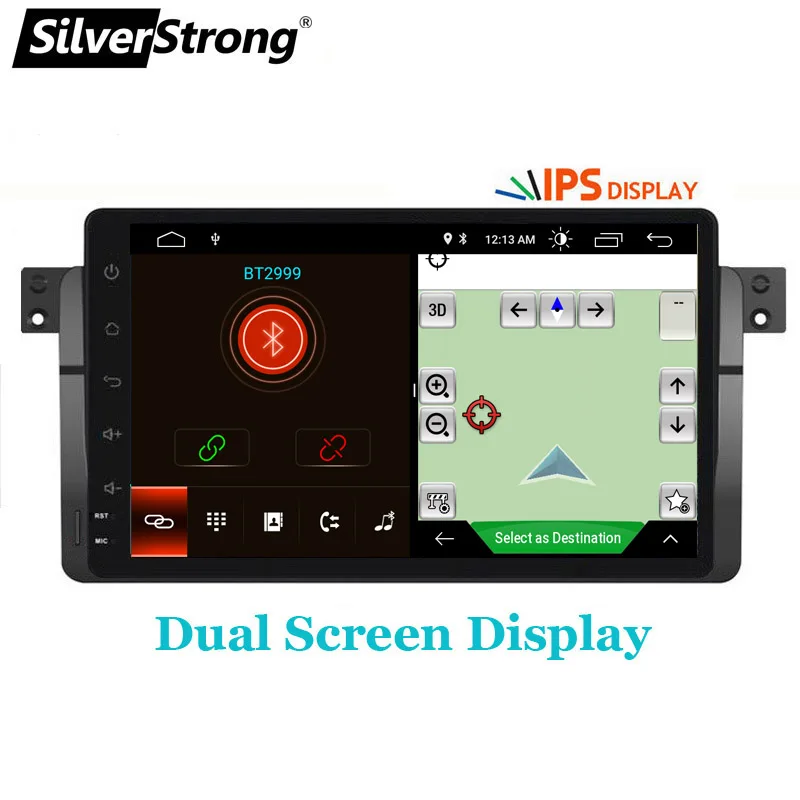 Sale SilverStrong IPS matrix Android9.0 9inch Quad Core 2Din Car DVD for BMW E46 318 325 320 Car gps DAB M3 3series with Navi Radio 3