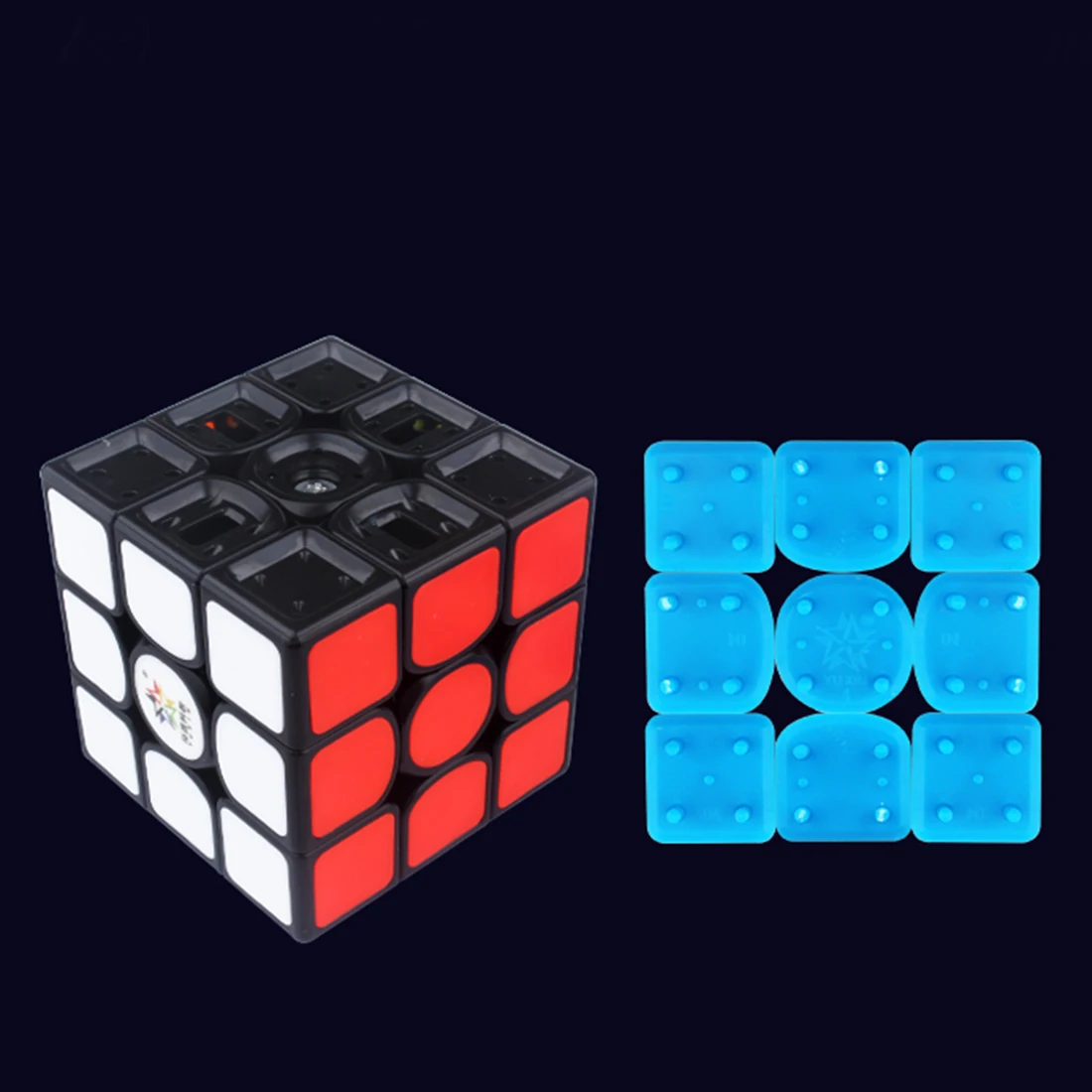 Yuxin Kylin V2M 3x3x3 Магнитные Magic Cube Square игрушка куб головоломка для тренировки мозга-черный фон и темно-красный Пастер