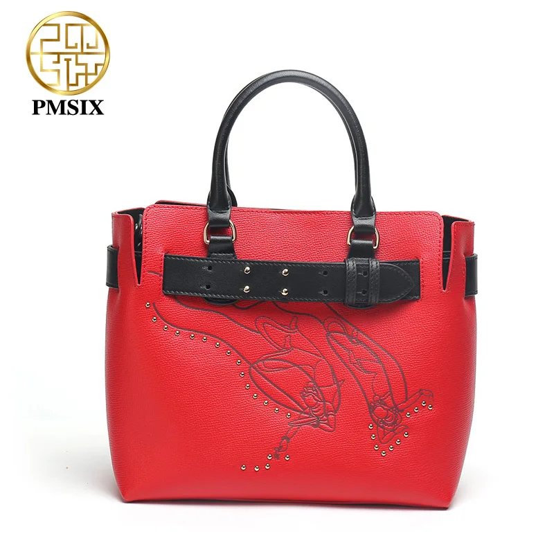 PMSIX Red handbags casual Hasp Fashion Embossed bolsa feminina Newest