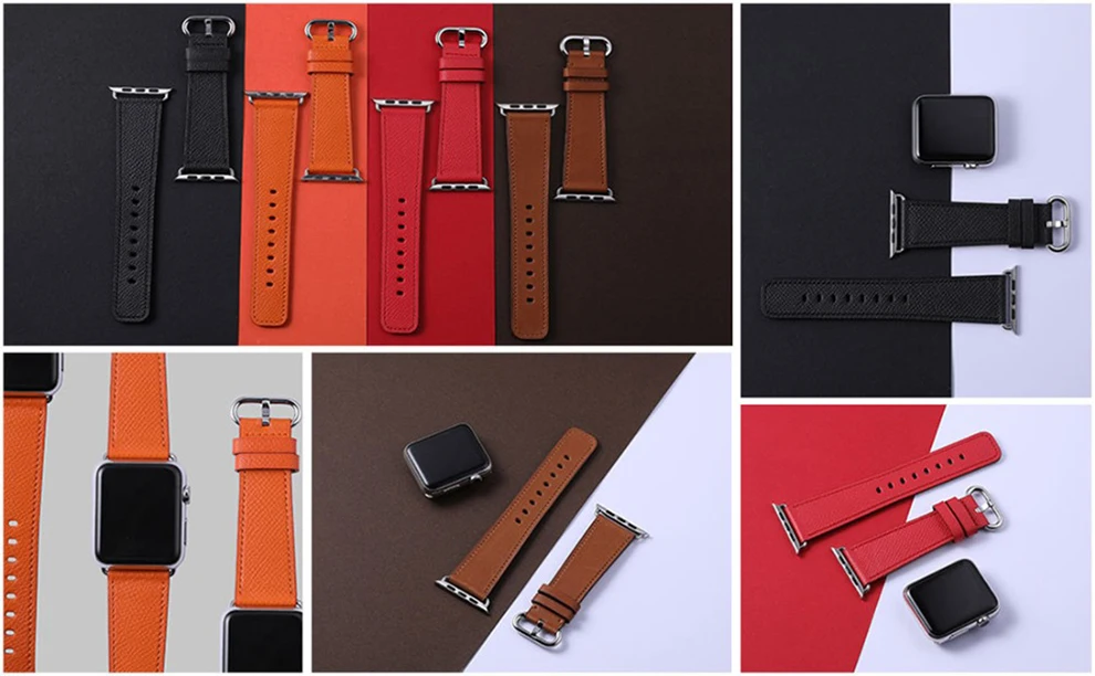 38 мм 42 мм/40 мм 44 мм оранжевый/красный/черный Geuine кожаный ремешок для iWatch серии 1 2 3 4 ремешок для Apple Watch Sport Edition