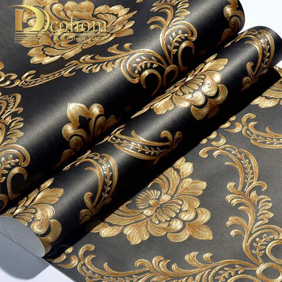 

Simple Luxury European Style Wallpaper Vintage Damask Striped 3D Wall Paper Rolls For Bedroom Living Room Sofa TV Walls Decor