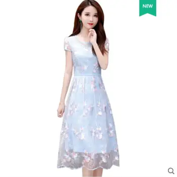 

Teens Girls Sweet Mesh Streetwear Dress 2019 New Summer Korean Fashion Mid-Length Slim Fit Fairy Dress