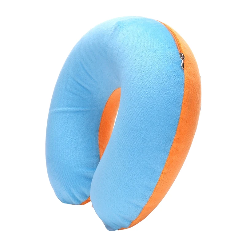 

Hot Short U Shaped Travel Air Pillow Plush Fabric Cover + PVC Inflatable Pillow Comfortable Neck Support Head Rest Cushion Gift